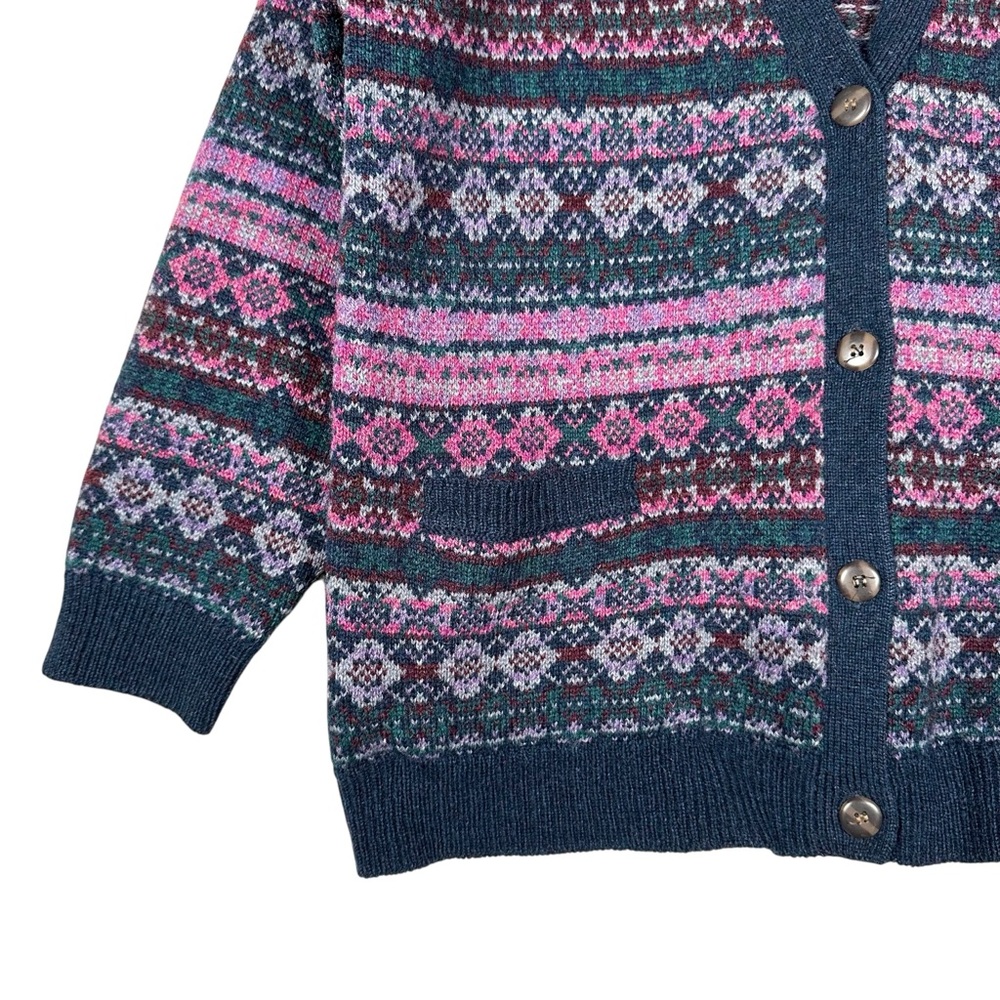 EDDIE BAUER Vintage Wool Fair Isle Knit Cardigan Sweater - Picture 5 of 7